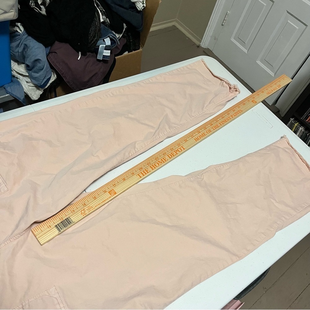 Anthropologie Pilcro Utility Slim Straight Leg Pants Light Pink Raw Hem 31 I - Picture 4 of 10